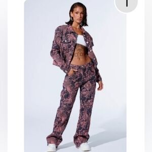 AKIRA Pink and Black Denim Pantsuit. If Sold Separately Both For $48 Each